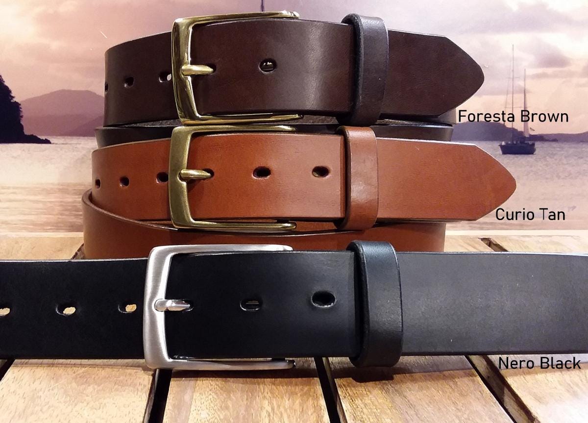 Handmade Italian Vachetta Leather Belt, Full Grain Veg 