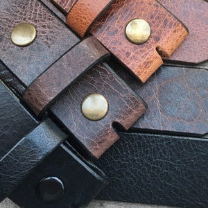 Water Buffalo Leather Belt Blank With Snaps (Glazed or Distressed)