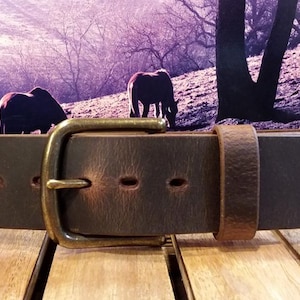 Distressed Crazy Horse Leather Belt (hand cut on Cape Cod)