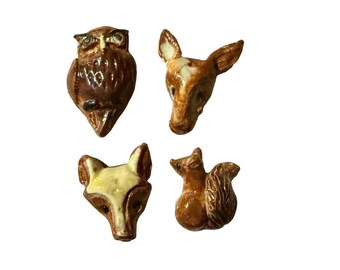 Handmade Woodland Animal Ceramic Fridge Magnets - Owl, Fox, Squirrel, Deer - sold individually