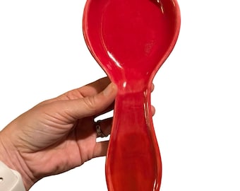 Cherry red ombré hand painted ceramic spoon rest