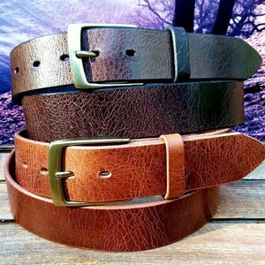 Water Buffalo Vintage Glazed Leather Belt image 1