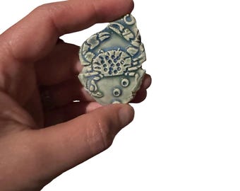 Handmade Ceramic Fridge Magnet: Chesapeake Bay Artist Crab Gift