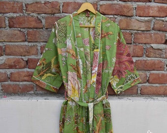 Green long kimono robe,Black plus size dressing gown,Honeymoon Lounge Wear, Luxury Christmas gift for girlfriend mom sister Robes for women