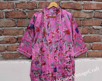 Bird dressing gown,Honeymoon Lounge Wear, Robe,Bridesmaids Robe,Wedding Dressing Gown cotton Kimono Robe,Gift for her plus size cotton robe