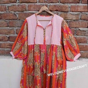 cotton dress Summer dress women with sleeves, floral dress women, Block printed dress, boho dress summer, Beach dress, Vacation dress