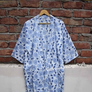 Blockprint Cotton Kimono Robes for Women Dressing Gown Unisex Beach Cover ups Bridesmaid Gifts for her plus size dressing gown Lounge Wear,