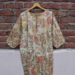 cotton dress Summer dress women with sleeves, floral dress women, Block printed dress, boho dress summer, Beach dress, Vacation dress