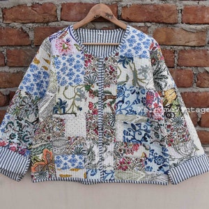 Flower Quilted Jacket, Vintage Reversible V Neck Jacket, Two In One Jacket, Y2K Summer Coat, Boho Jacket,Bomber Jacket,Streetwear Jacket