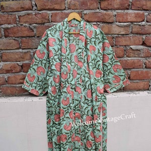 Blockprint Cotton Kimono Robes for Women Dressing Gown Unisex Beach Cover ups Bridesmaid Gifts for her plus size dressing gown Lounge Wear,