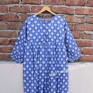 indigo Hand Block print dress, Mini dress women ,Summer cotton dress, Cotton dresses for women, Printed dresses, Short dress, Summer Dress