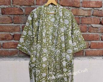 Bridal cotton Robe,Bridesmaids Robe,Wedding Dressing Gown - cotton Kimono Robe,Gift for her plus size dressing gown,Honeymoon Lounge Wear,