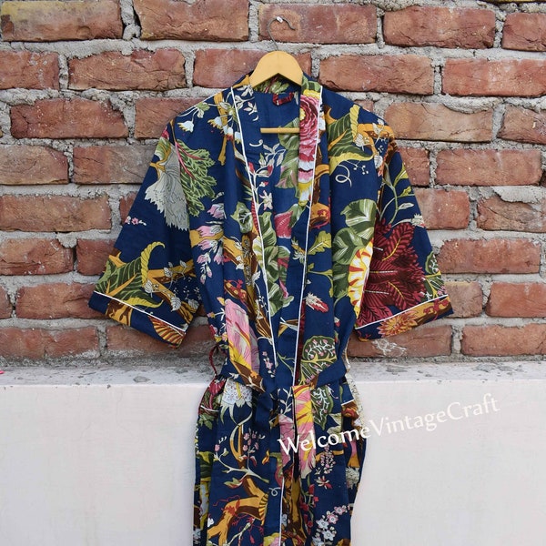 Blue long kimono robe,Black plus size dressing gown,Honeymoon Lounge Wear, Luxury Christmas gift for  girlfriend mom sister Robes for women