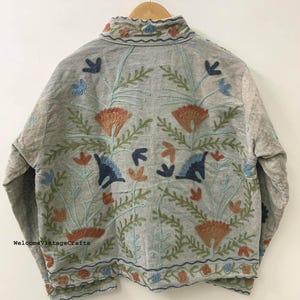 Green Embroidery floral Jackets Velvet inner Cotton Bohemian Style Winter Coat Street wear Bomber Boho Reversible Jacket for Women fashion image 9
