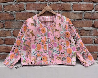 Patch Pattern Floral Quilted Jacket Women Wear Front Open Reversible HandMade Vintage Quilted Jacket ,Coats, New Style,Boho double side wear