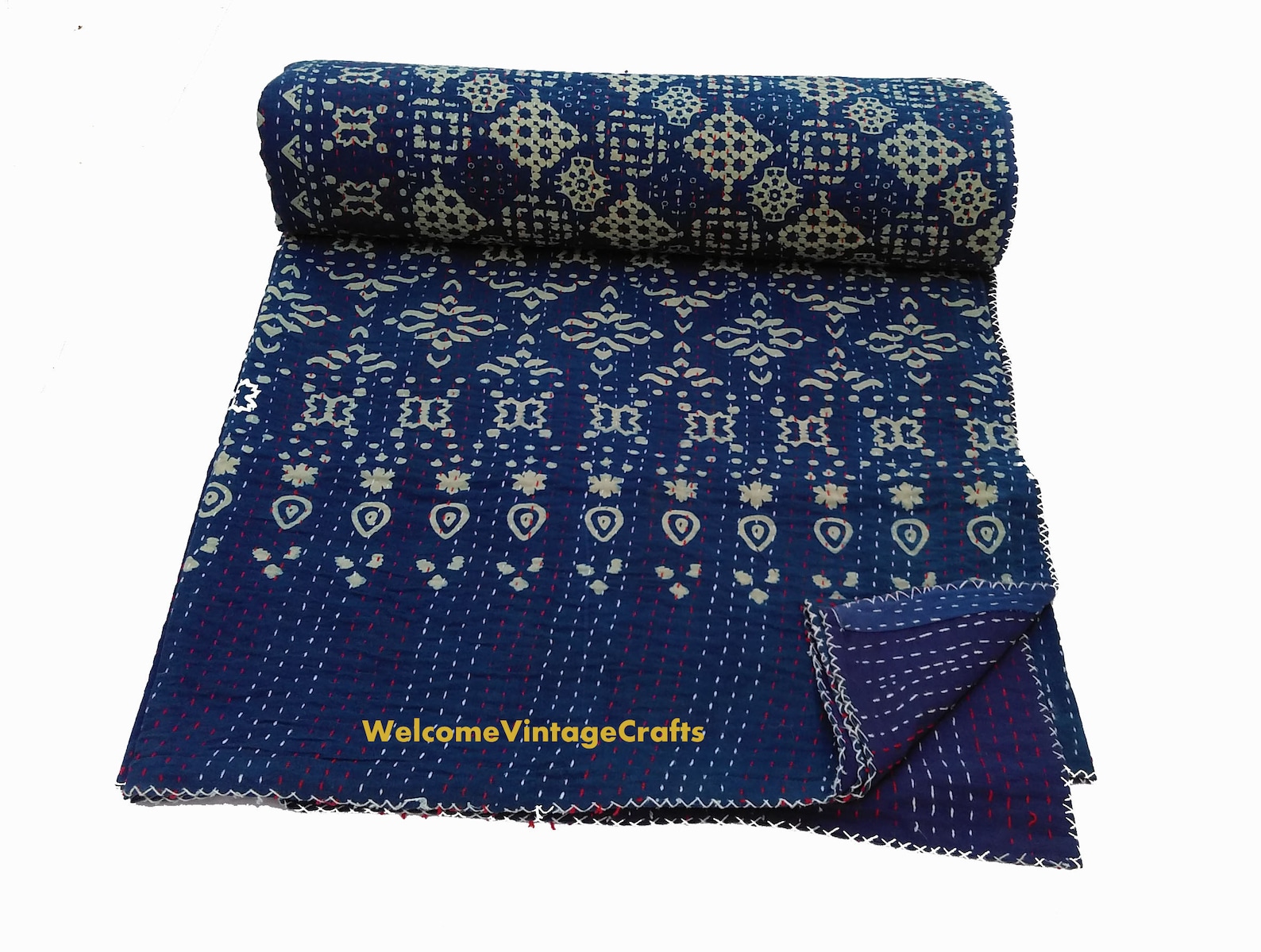 Kantha blanket Queen Size Quilt Sheet kantha Quilt Handblock Etsy