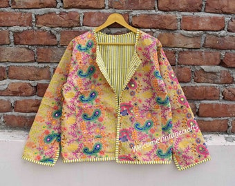 Embroidery VelvetJacket Reversible Cotton Jacket long sleeve HandMade Vintage  Boho double side Reversible Short Length Front Tie Open