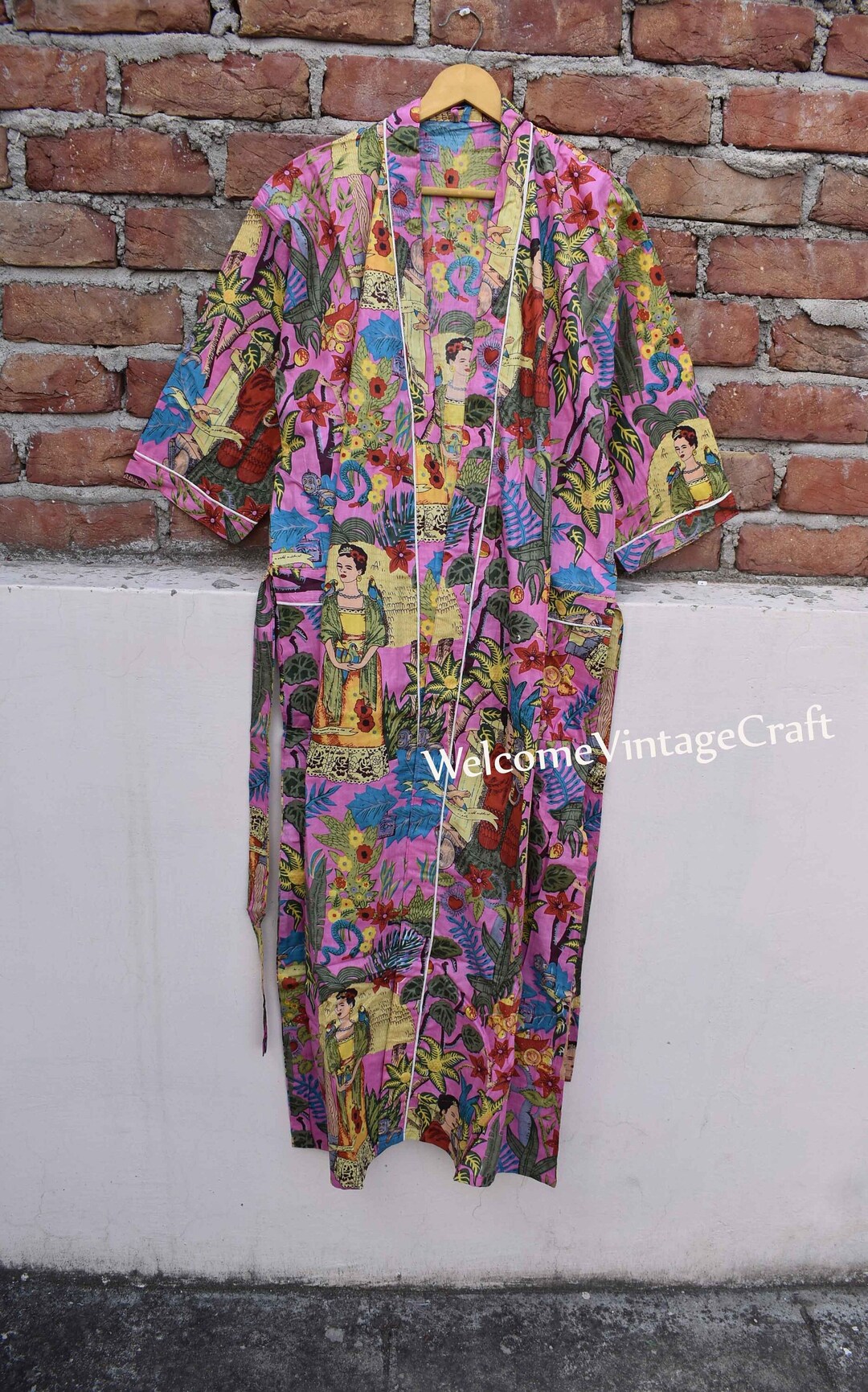 Frida Kahlo Cotton Robes for Women Men Kimono Robe Dressing Gown ...