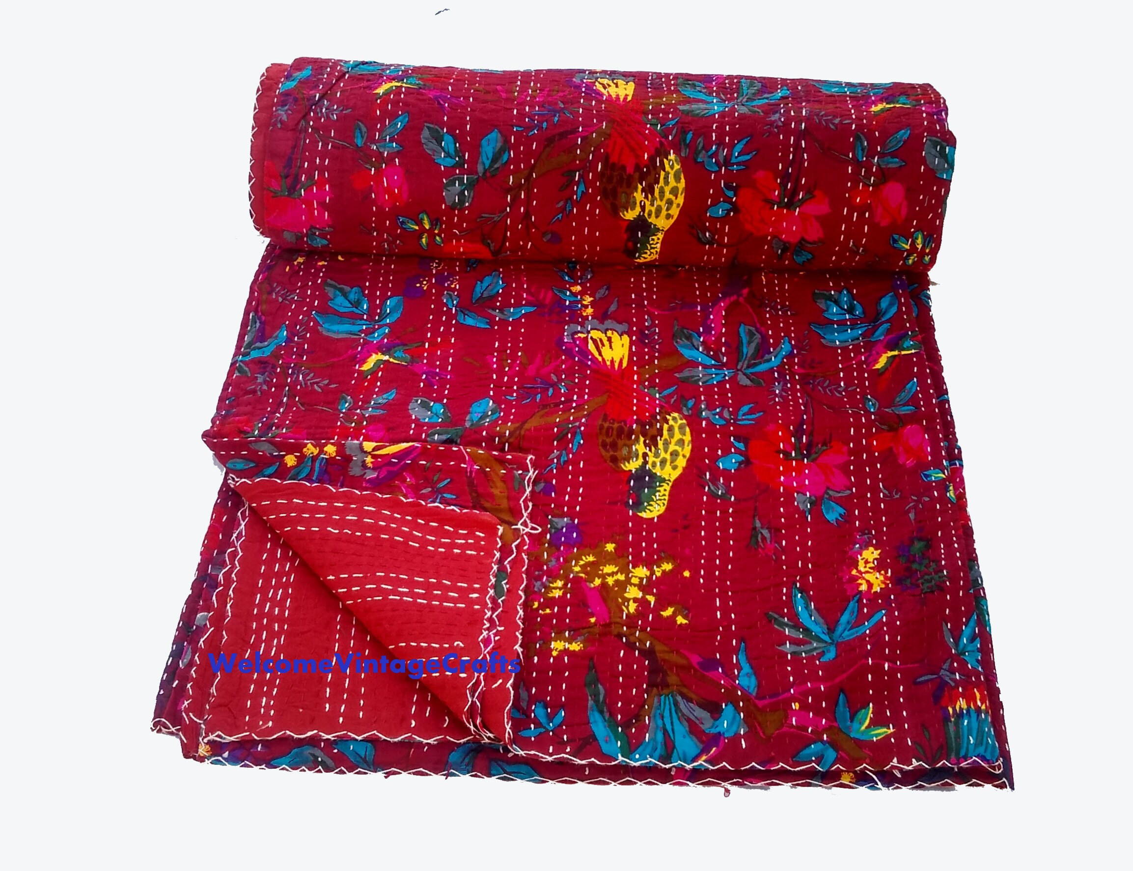 Brown Queen Size Quilt Floral Print King Size Quilt Etsy