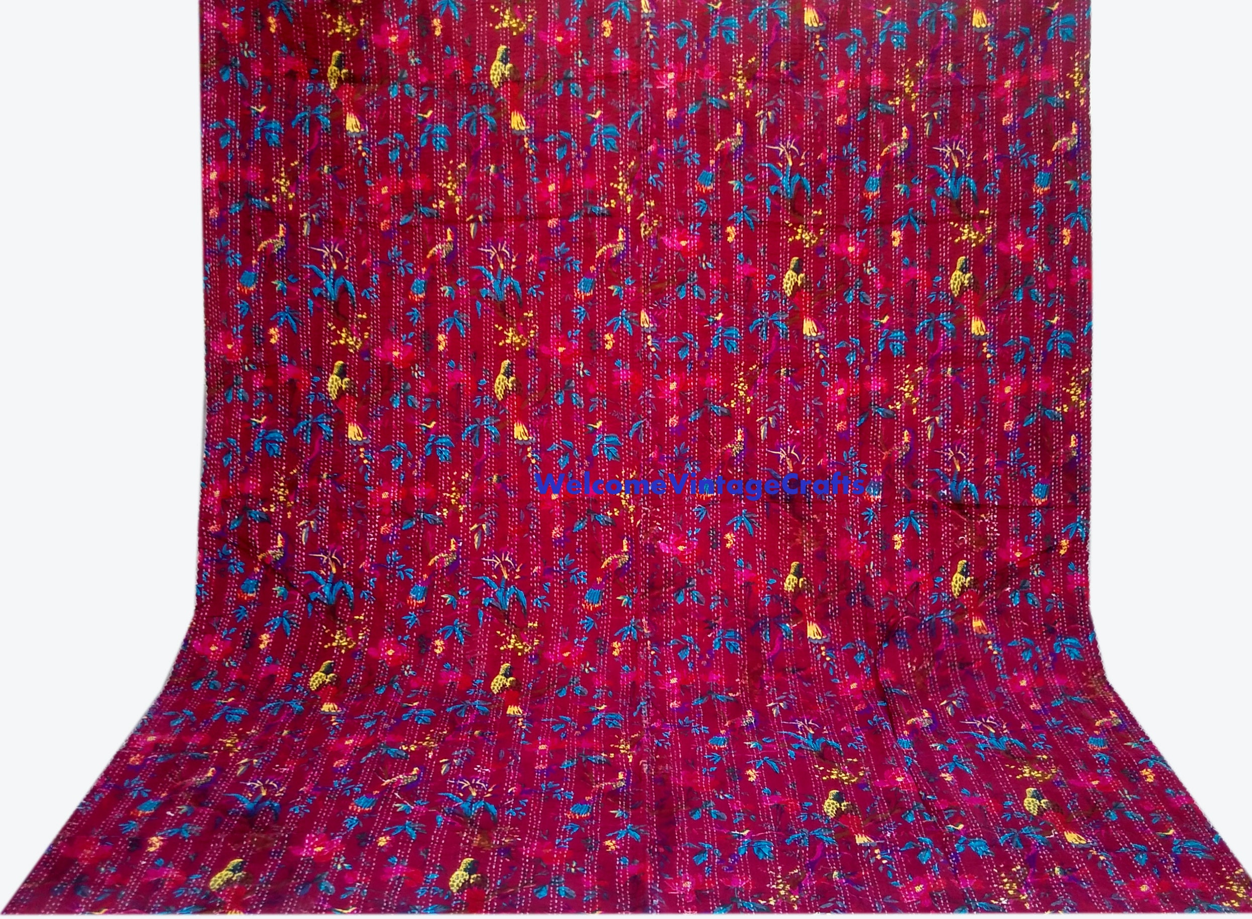 Brown Queen Size Quilt Floral Print King Size Quilt Etsy