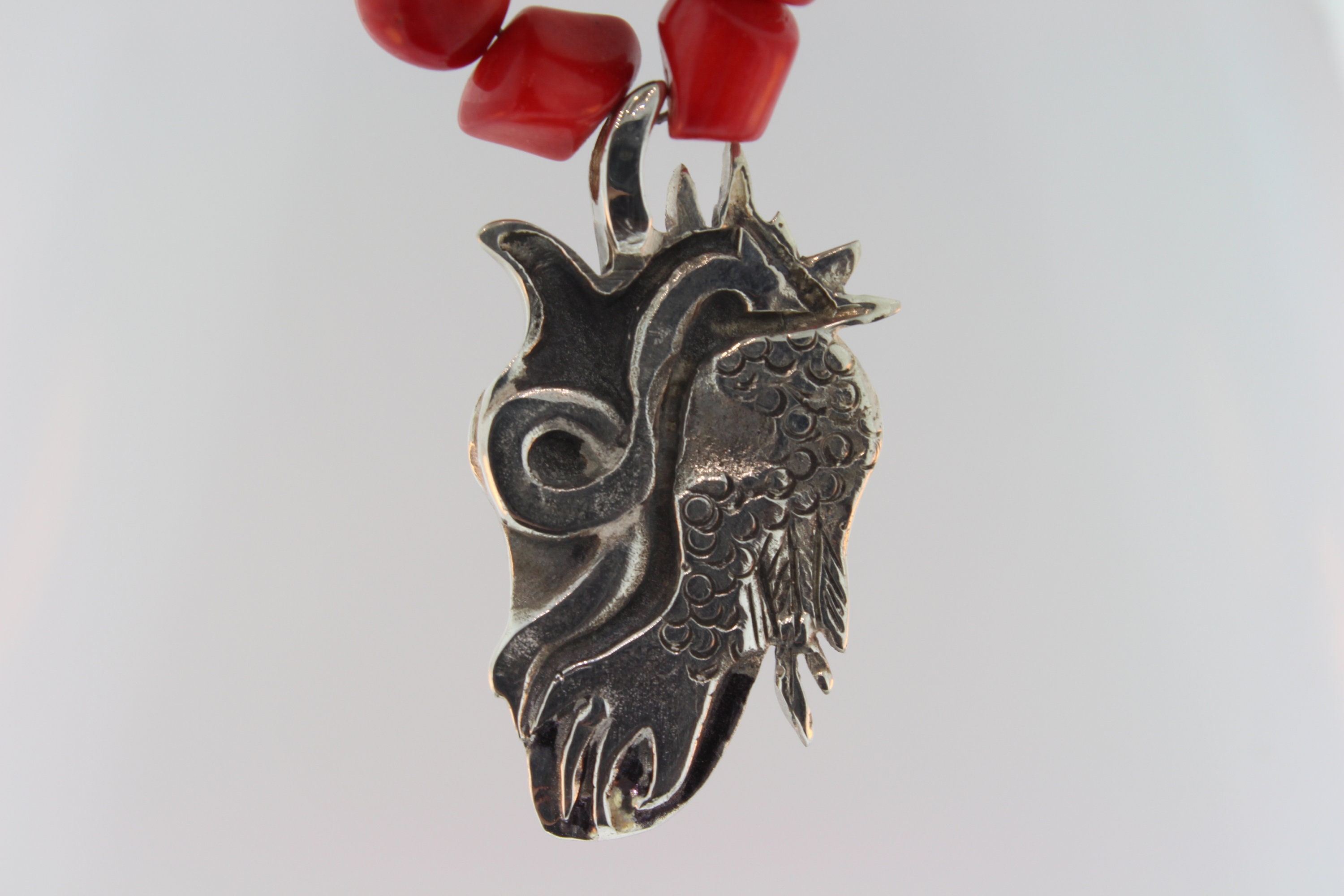 Dragon Talismán con cuentas de coral rojo Etsy
