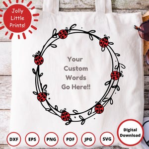 Coccinella SVG / Ghirlanda floreale SVG per lavoretti primaverili / Grazioso design di insetti per Cricut e Silhouette