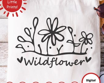 Wildblumen SVG | Handgezeichnete Blumenschnittdatei | Garten & Natur Dekor | Cricut und Silhouette Kompatibel