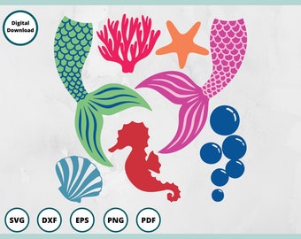 Mermaid Tail SVG | Ocean Animal Clipart Bundle (Digital Download)