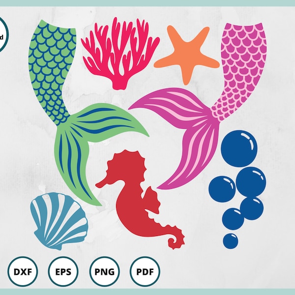 Mermaid Tail SVG | Coral SVG | Under the Sea SVG | Ocean svg |  Seashell svg | Shell svg | Starfish svg | bubbles svg | mermaid png | cricut