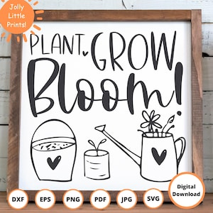 plante poussent fleurir SVG | Jardin SVG | Bonjour printemps SVG | Svg printemps | Svg d'été | svg nature | citation de jardin svg | enseigne extérieure svg