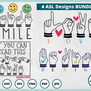 Sign Language SVG | ASL SVG | be kind svg | smile svg | asl love svg | asl be kind svg | sign language love | American Sign Language png