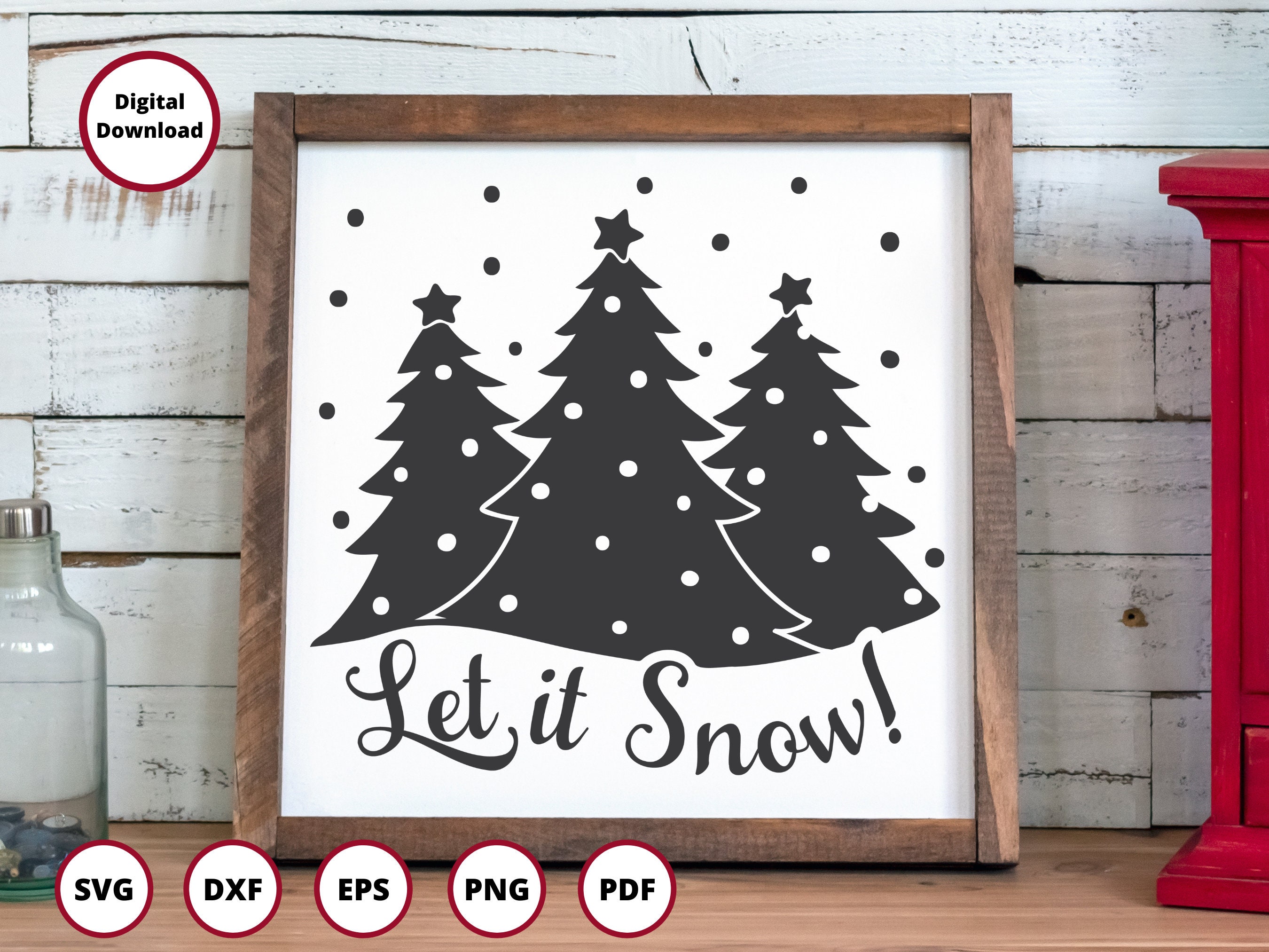 Let It Snow SVG Snowflake Svg Winter Svg christmas Trees | Etsy