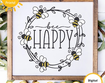 Abeja SVG / Corona SVG / Abeja feliz SVG / Abeja melífera SVG / Abeja amable SVG / Archivo de corte de abeja / Abejorro SVG / Abeja PNG / SVG Canadá / Colgador de puerta SVG