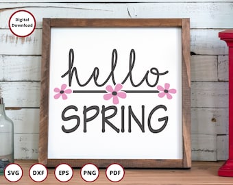 spring svg - spring png - hello spring svg - spring svg designs - spring cricut - spring silhouette - spring cut file - springtime svg dxf