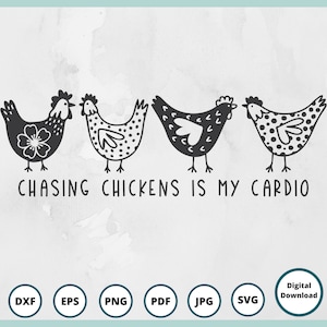 Huhn SVG | Hühner jagen ist mein Cardio SVG | Huhn SVG | Bauernhaus Zeichen svg | verrückte Huhn Dame svg | Huhn Clipart | Hühnermama svg