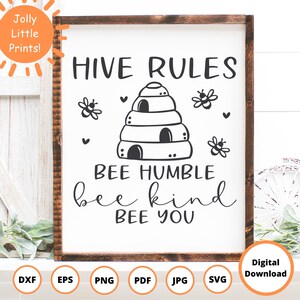 Hive-regels SVG | Bijensoort SVG | Bee Humble SVG | Bijenpositieve svg | Bumble Bee-svg | Honingbij-svg | Bee You-svg | Cricut en silhouetsnit