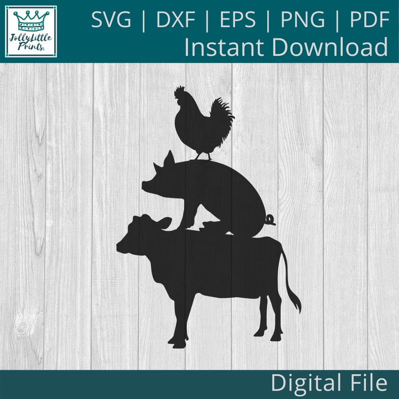 Koe SVG Kip SVG Varken SVG landbouwhuisdier svg haan svg boerderij svg boerderij bord svg land svg landbouwhuisdieren svg dxf pdf eps afbeelding 3