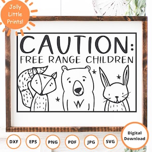 Grappige Woodland Mom Life SVG | Let op vrije uitloop kinderen SVG | Bear Fox-svg voor kajuitborden en cadeaus