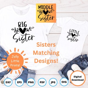 Big Sister svg | Middle Sister svg | Little Sister cut file | Sisters svg bundle | Heart sister clipart | Cricut family svg