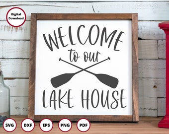 Het huisteken SVG | van het meer Lakehouse SVG | Lake House svg | Cabine svg | Svg | meer Lake Cut Files | Welkom svg | Cricut svg, dxf, png, eps