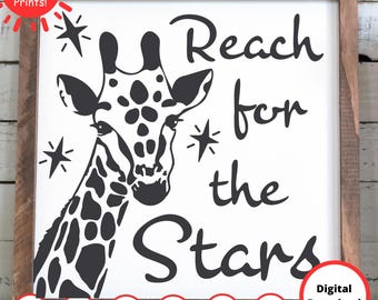 Giraffe SVG | Giraffe cut file | Giraffe SVG files | Giraffe svg png | giraffe clipart | Reach for the stars svg | giraffe svg for cricut