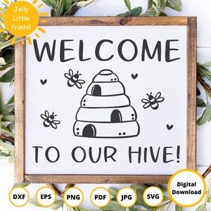 Bijen-svg | Welkom bij onze Hive-SVG | Honingbij-svg | Welkom-svg | Bumble Bee-svg | Honingbij-svg | Welkomstbord svg | boerderij teken svg