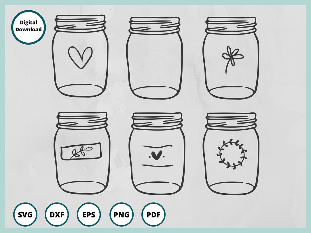 Floral Mason Jar SVG | Farmhouse Kitchen Cut File (digital Download) - Etsy