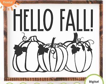 Hello Fall Pumpkin SVG | Autumn Sign Cut File (Digital Download)