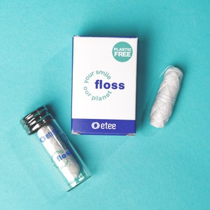 Filo interdentale in seta cerata delicatamente coniato / Tubo in vetro / Senza plastica / Eteeshop - il tuo negozio unico per rifiuti zero