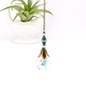 Handcrafted Crystal Prism Sun Catcher: 30mm AB Sphere, Antique Bronze