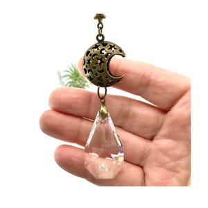 Filigree Moon Crystal Prism for Windows, Home or Garden - Artisan Made