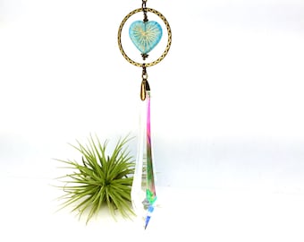 Sun Catcher, Lovely Heart, Crystal Prism, Crystal Hanging for Windows, XLG 100mm, Rainbow Maker, Home, Garden, Gift, 2 DirtyBirds Boutique