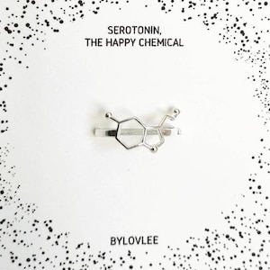 Serotonin Molecule Ring, Sterling Silver Adjustable Ring, Chemistry Gift, Science Jewelry, The Happy Chemical