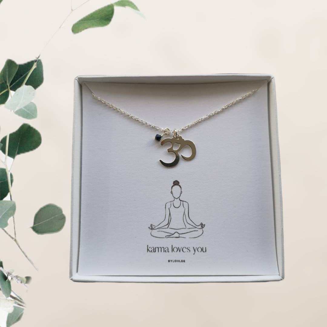 Karma Quote Engraved Necklace Gift Ohm Om Choice of Metal